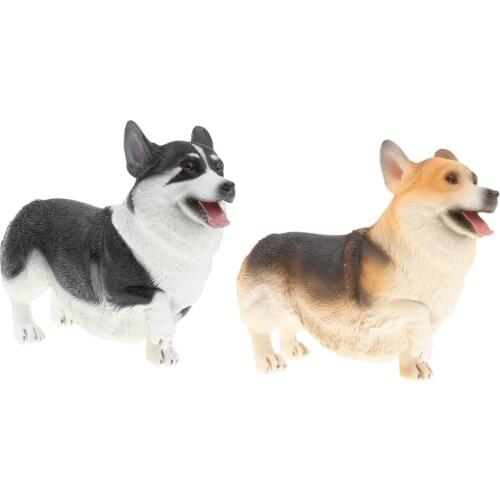 2pcs Plastic Realistic Animals Corgis Action Figure Pet Dog Puppy Model Toys Playset, Kids Nature Toys Home Decor Collectibles