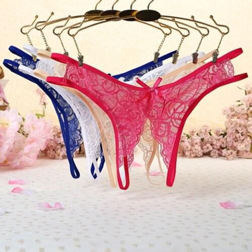 3Pc/Lot Ladies Sexy Panties Print Transparent Mesh Lace Seductive Erotic Bikini T Pants Vanlentines Couple Panties