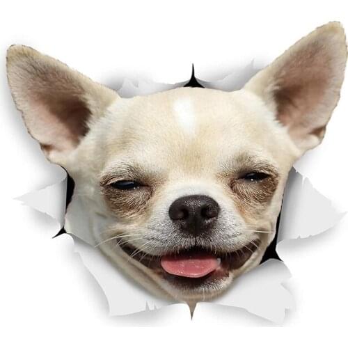 3D Happy Dog Sticker Chihuawa 0n Car Wall Toilet Kitchen Childrens Refrigerator PVC accessories Animal