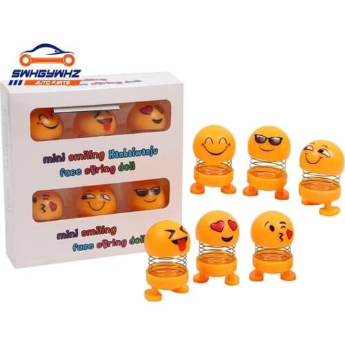 6pcs/lot Mini Shaking Head Doll Car Dashboard Ornaments Fashion Auto Decoration Car Decoration Foreign Trade Wholesale Price