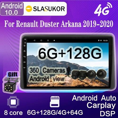 For Renault Duster Arkana 2019-2020 Android 10 Car radio Stereo Receiver Multimedia Video Player Navigation GPS CarPlay AUTO BT