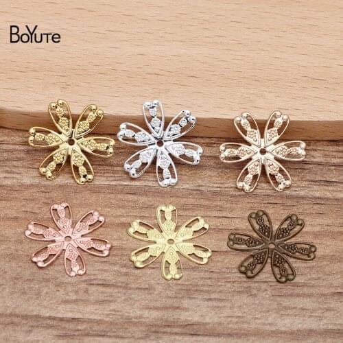 BoYuTe (200 Pieces/Lot) 18MM Metal Brass Flower Filigree Findings Diy Hand Made Materials Jewelry Accessories Wholesale