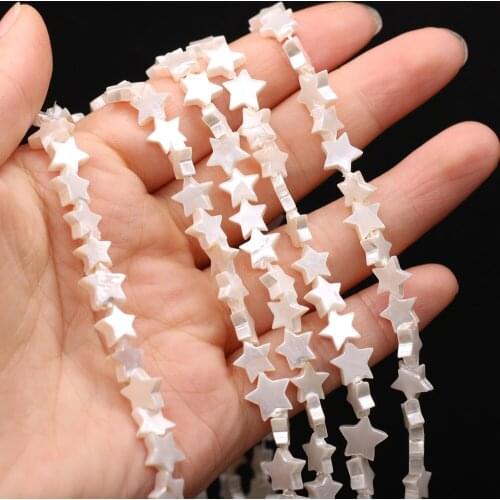 Natural Freshwater Shell Beaded Five-pointed Star White Imitation Pearl Shell Beads for Jewelry Making DIY Necklace Bracelet