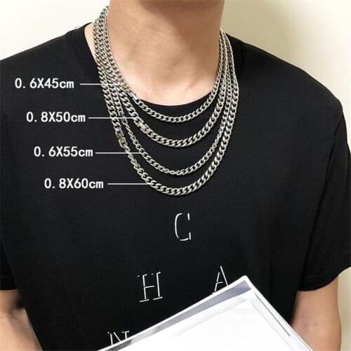 New stainless steel Cuba chain necklace hip hop Cuba chain necklace titanium steel encryption semicircle grinding Cuba chain