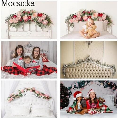 Heardboard Backdrop Photography Children Baby Birthday Photo Background Floral White Wall Baby Shower Newborn Kids Portrait Prop