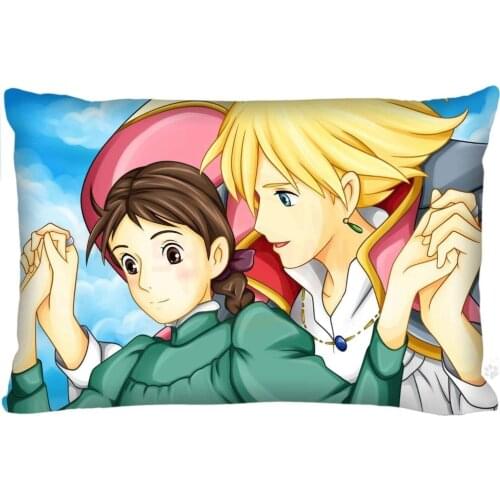 Hot sale Rectangle Pillowcase 45x35 (one side) Custom Comfortable howls moving castle pillow case Zippered Just Cover
