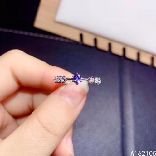925 Pure Silver Chinese Style Natural Tanzanite Womens Luxury Lovely Fresh Small Adjustable Gem Ring Fine Jewelry Support Detec