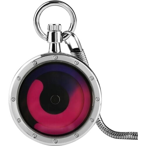 Creative Purple Aurora Pendant Pocket Watch Men Unique Swirl Case White Snake Fob Necklace Quartz Clock reloj de bolsillo hombre