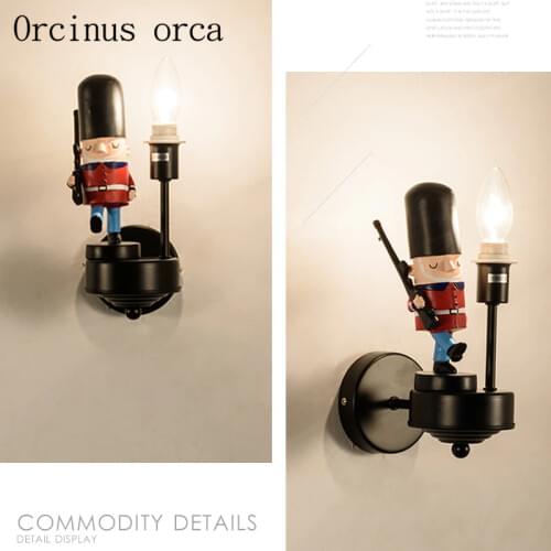 Creative British soldier wall lamp child bedroom boy bedroom lamp American modern minimalist doll doll wall lamp free shipping