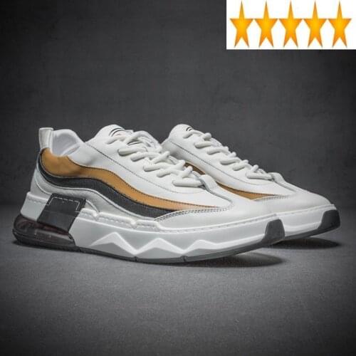 Sneakers Mens Genuine Leather Casual Fashion Design Mixed Colors Falt Platform Running Lace-Up Trainers Men Active Shoes