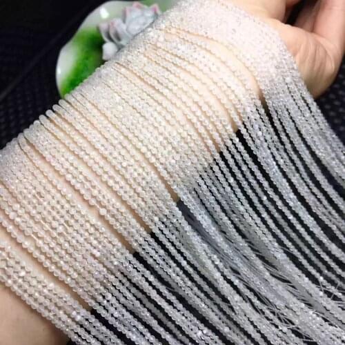 Loose beads white moonstone round faceted 2mm 15" for DIY jewelry making FPPJ wholesale beads nature gem stone
