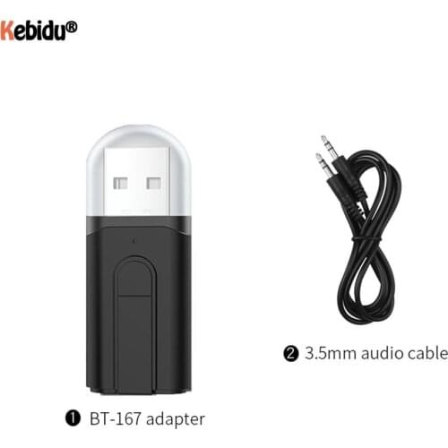 Mini Audio Receiver Transmitter Bluetooth V5.0 Wireless Adapter 3.5MM Jack USB Dongle For TV PC Support TF card Plug and Play