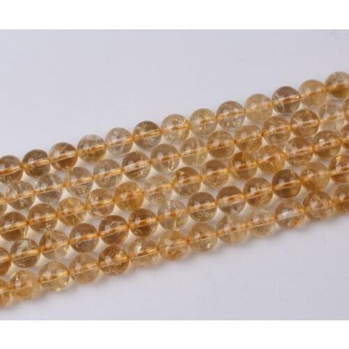 6 8 10mm Natural Citrine Yellow Crystal Quartz Round Fine Gemstone Loose Beads for Necklace Bracelet DIY Jewerly Making 15inch