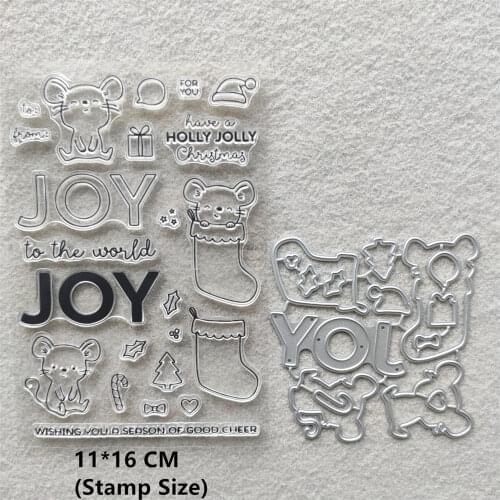 2021 New Mouse Letter Clear Stamps and Metal Cutting Dies DIY Scrapbooking Embossing Album Seal Template Punch Stencils