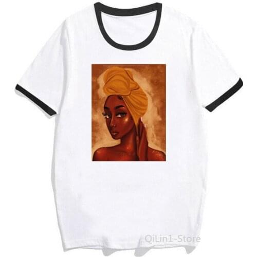 New arrival 2020 vintage Black Girl art painting print women t-shirt Melanin aesthetic clothes t shirt femme high quality tshirt