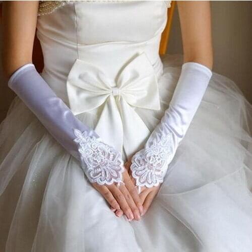 New Wedding Flower Girls Pageant Costume Long Elbow Satin Gloves