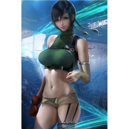 Print Anime Sexy Girl Yuffie Art Canvas Poster Custom Video Games Woman Ninja Fighter Wall Picture Decoration Painting for Room