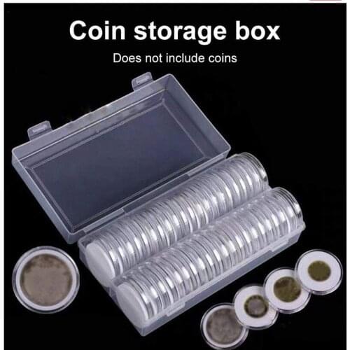 Wholesale 10sets 46 mm Coin Capsules Plastic Round Coin Holder Case and 7Sizes (16/20/25/27/30/38/46mm) Protect Gasket