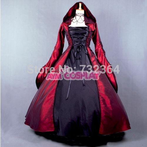 Medieval gowns with hood sissi medieval dress rose Renaissance Gown Costume Victorian Gothi Lol/Marie Antoinette/Colonial Belle