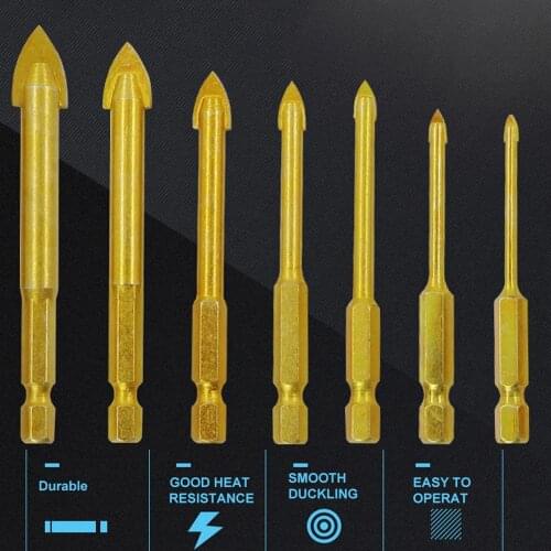7Pcs/set Hexagonal Tile Bits Glass Ceramic Rock Hole Opener Carbide Alloy Triangle Drill Bits Size 3/4/5/6/8/10/12 mm