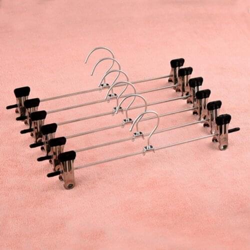 Steel Trousers Rack Clip Hanger Anti-slip Clothespin Hanger Hanger Clamp Clothes Clip LKO1705 Steel Pan E9I5
