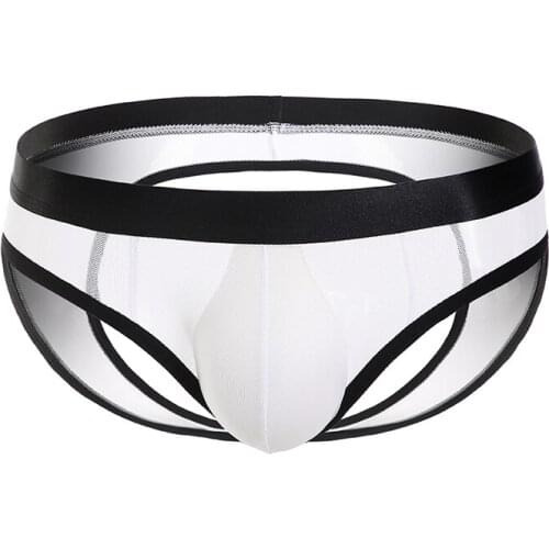 Mens Sexy Mesh Low Waist Double Pants Transparent Elastic Open Butt Briefs Men Brief Bikini Under Wear Man Srting Man