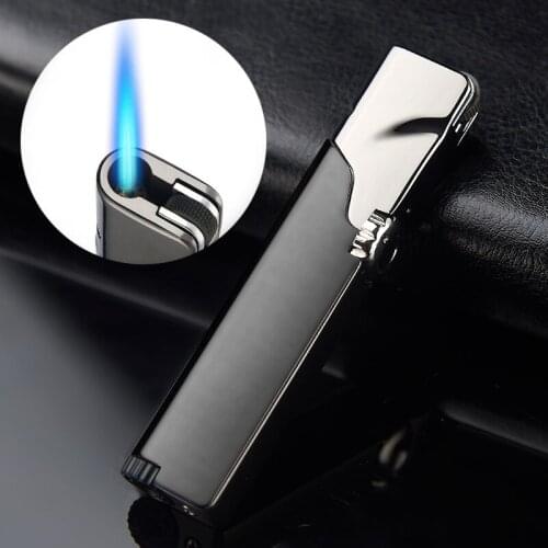 Windproof Metal Grinding Wheel Lighter Mini Torch Butane Cigarette Flint Lighter Blue Flame Smoking Accessories Gift