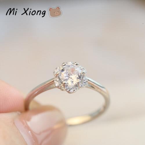 Mi Xiong s925 sterling silver ring flower diamond crystal ring original elegant charm ladies anniversary gift brand jewelry