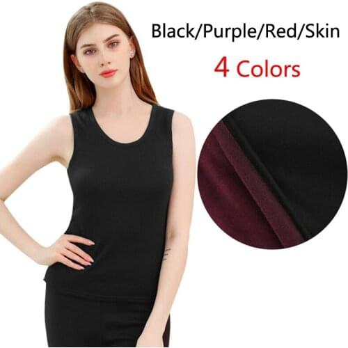 Winter Women Thermal Undershirts Thermo Shirt Warm Vest Double-sided Plus Velvet Thick Youth Round Neck Cotton Slim Vest XXXL