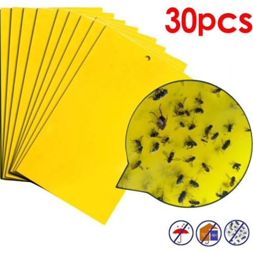 30pcs Strong Flies Traps Bugs Sticky Board Catching Aphid Insects Killer Pest Control Whitefly Thrip Leafminer Glue Sticker
