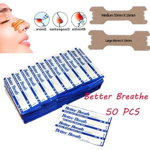 50 Pcs Breathe Nasal Strips Right Way Stop Snoring Anti Snoring Strips Easier Better Breathe Health Care