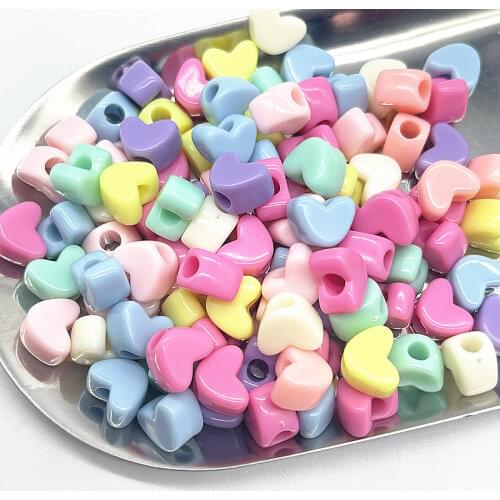 NEW 30pcs11*6mm Candies Colour Big Hole Heart-shaped Acrylic Loose Spacer Beads for Jewelry Making DIY Bracelet Accessories