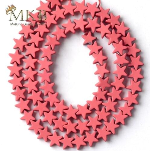 6mm Natural Stone Rose Red Hematite Matte Rubber Five-pointed Star Beads For Jewelry Making Space Losse Beads Diy Bracelet 15"