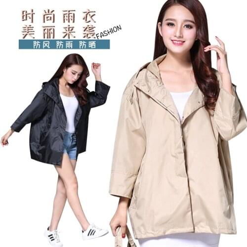 Fashion Adult Short Coat Loose Light Raincoat Button Fresh Windbreaker Raincoat Hiking Jacket Outdoor