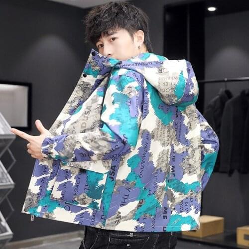 New Autumn Camouflage Jacket Men Casual Letter Print Streetwear Fashion Mens Jacket Winter Sports Outwear Hooded Jackets Men