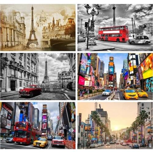 Laeacco Famous Landmark Photography Backgrounds Paris Eiffel Tower Street Car Fashion Backdrops Retro Portrait Photophone Props