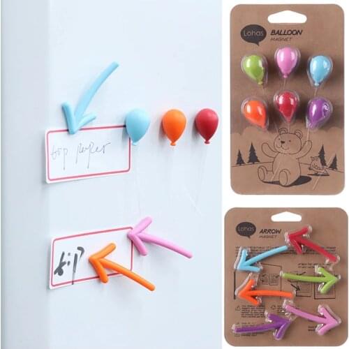 6Pcs Fridge Magnet Sticker New Creative Arrow Magnetic Stickers Whiteboard Accessaries Message Holder Balloon Fridge Magnet