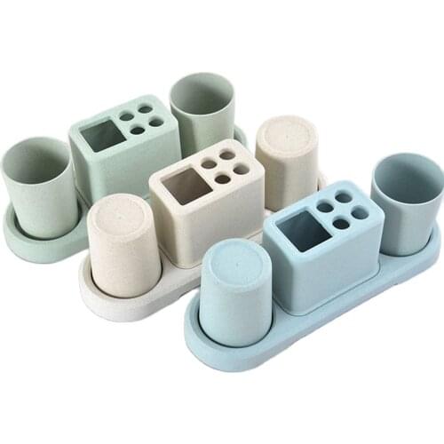 Bathroom Wheat Straw Mouthwash Cup Set Toothbrush Storage Household drained Brushing Couple Water Cup Wash Set