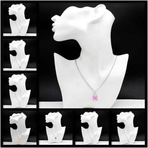 2020 NEW Cute Candy Color Cartoon Bear Necklace DIY Handmade Colorful Resin Bear Fresh Necklace Jewelry pendant