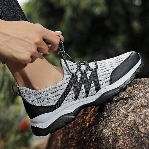 Hiking Shoes Mens Mesh Breathable Non-Slip Wear-Resistant Trend Fashion Hiking Ultra-Light Fishing Mens Outdoor Sports Shoes