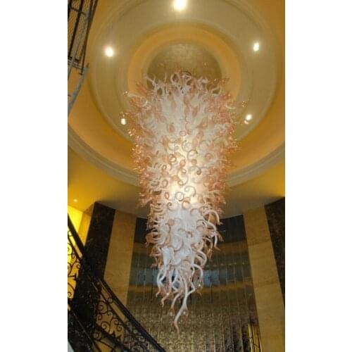 Big Size Murano Glass Project Lamp Large Luxury Chandelier Energy Saving Style Hand Blown Glass Long Chandelier