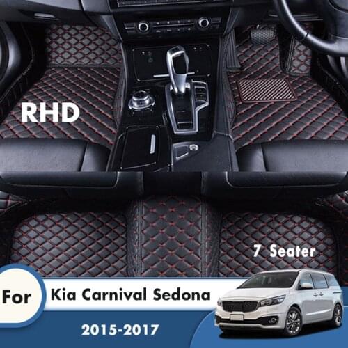 RHD Custom Car Floor Mats For Kia Carnival Sedona 2017 2016 2015 7 Seater Auto Foot Pads Automobile Styling Carpets Covers Rugs