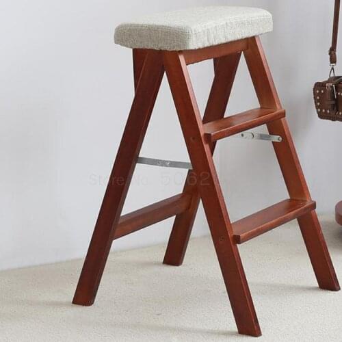Almuslin Solid Wood Foldable Stool, Ladder, Stool, High Stool, Kitchen Stool, Simple Modern Creative Portable Stool