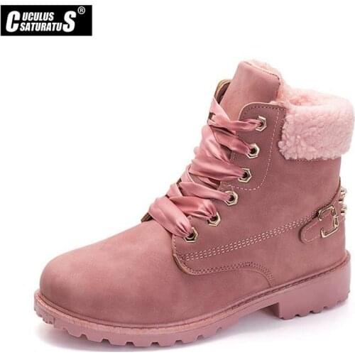 Cuculus 2020 Winter Shoes Women Snow Boots Thick Plush Warm Shoes for Cold Winter Womens Boots Ladies Ankle Botas Pink 1103