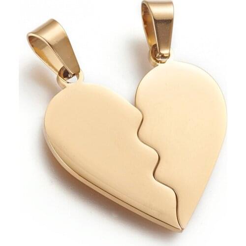 10Set 304 Stainless Steel Split Double Heart Pendants For Valentines Day Women Jewelry Gifts 26x25.5x1.4mm, Hole: 4x7mm