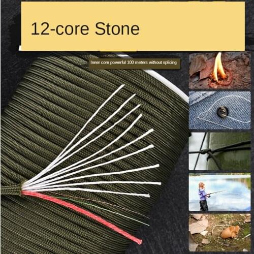 100M 550 Military Standard 12-Core Paracord Rope 4mm Outdoor Parachute Cord Camping Survival Umbrella Tent Lanyard Strap Bundle