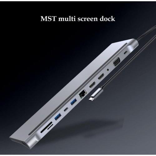 12 In 1 USB Type C HUB Dual HDMI-compatible Ethernet USB 3.0 Audio Jack Multiport 4-port USB Adapter HUB For MacBook