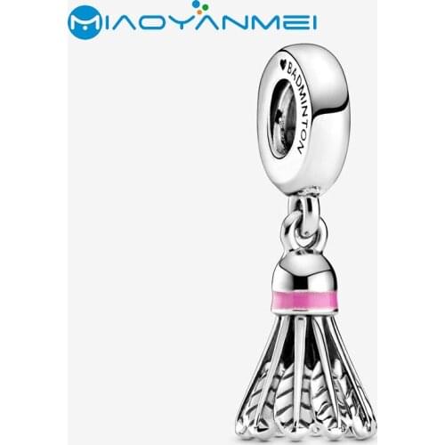 2020 Summer School Gift 925 Sterling Silver Beads Badminton Birdie Dangle Charm Fit Original Pandora Bracelets Women DIY Jewelry