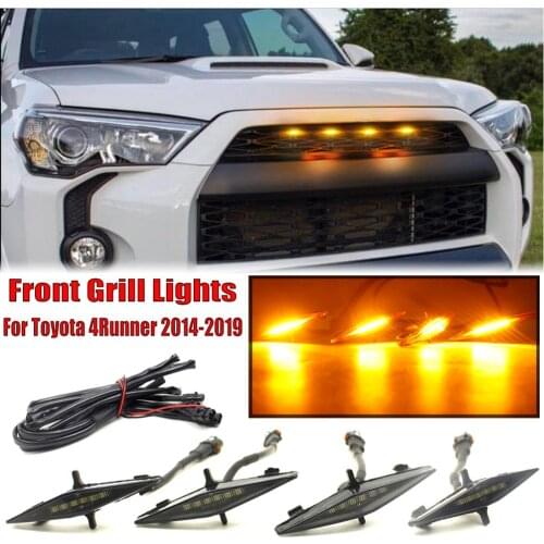 4pcs/set Smoked Lens Amber Front Grille Lighting Kit For Toyota 4Runner TRD Pro Grille 2014 2015 2016 2017-2019 Grille Lights