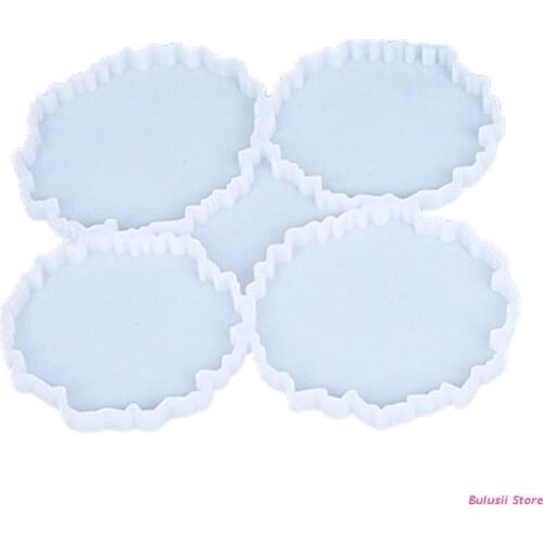 4 in 1 Agate Resin Molds Food Grade Silicone Safe Creative Coaster Bracket Form Moulds Resin Artwork Craft Supplies AXYD